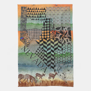 Linge De Cuisine Carte de l'état du Nevada Desert Peinture de la se