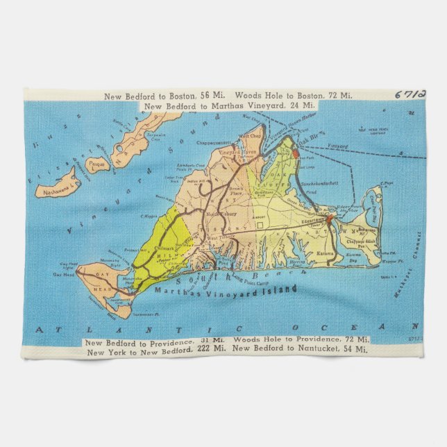 Linge De Cuisine Carte de Martha's Vineyard de Martha's Vineyard (Horizontal)