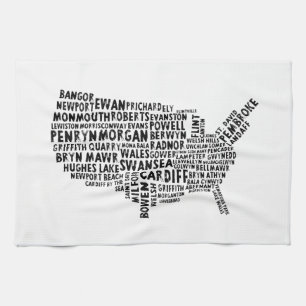 Linge De Cuisine Carte des noms des lieux gallois américains Servie