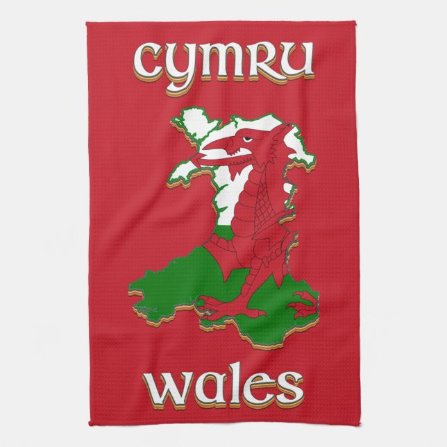 Linge De Cuisine Carte du drapeau du Pays de Galles Cymru (Vertical)