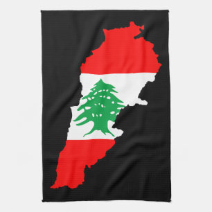 Linge De Cuisine Carte du Liban avec drapeau