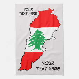 Linge De Cuisine Carte du Liban avec drapeau