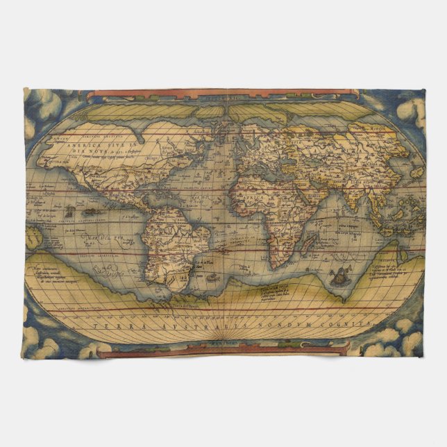 Linge De Cuisine Carte du monde Antique Ortelius Europe Voyage (Horizontal)