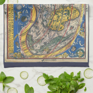Linge De Cuisine Carte du monde en forme de cœur antique de Peter A