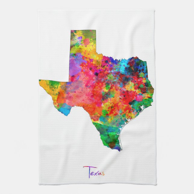 Linge De Cuisine Carte du Texas (Vertical)