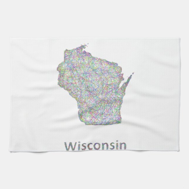 Linge De Cuisine Carte du Wisconsin (Horizontal)