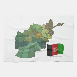 Linge De Cuisine Carte et drapeau de l'Afghanistan