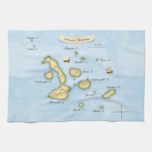 Linge De Cuisine Carte marine de l'archipel des Galapagos avec des