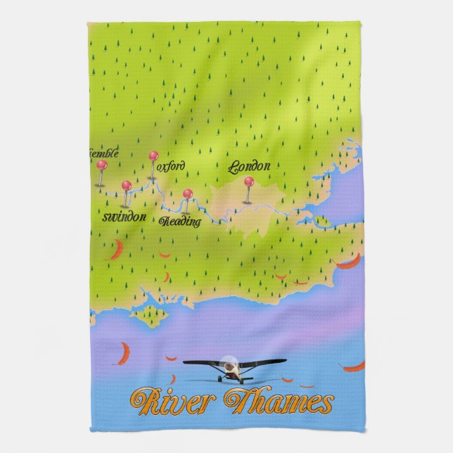 Linge De Cuisine Carte River Thames Londres Angleterre (Vertical)