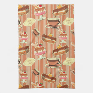 Linge De Cuisine Carte vintage avec un dessert de fraise