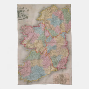 Linge De Cuisine Carte vintage de l'Irlande (1835)