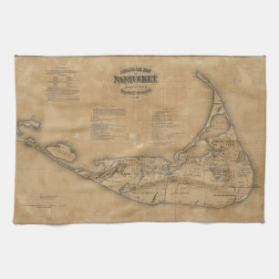 Linge De Cuisine Carte vintage de Nantucket (1869)