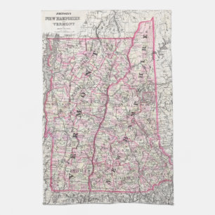 Linge De Cuisine Carte vintage du New Hampshire et du Vermont