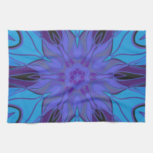 Linge De Cuisine Carton Mandala Flower bleu et violet