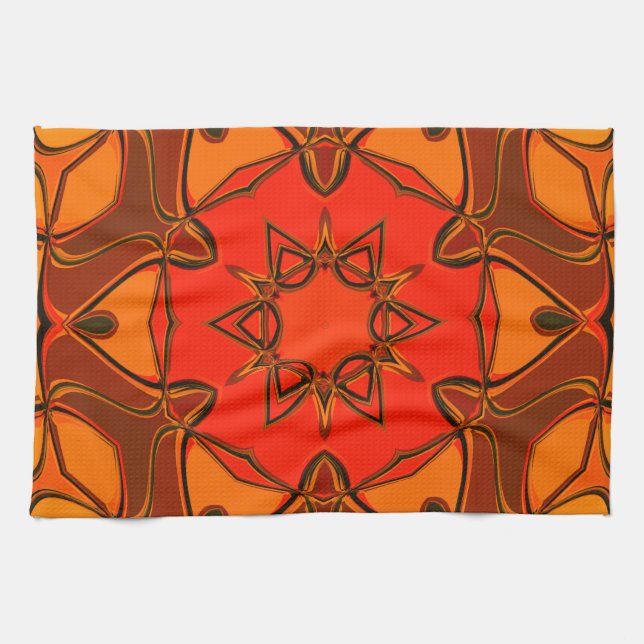 Linge De Cuisine Carton Mandala Flower Orange (Horizontal)