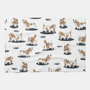 Linge De Cuisine Cartoon Basset Hounds Chien Motif