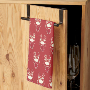 Linge De Cuisine Cartoon Rudolph Motif rouge