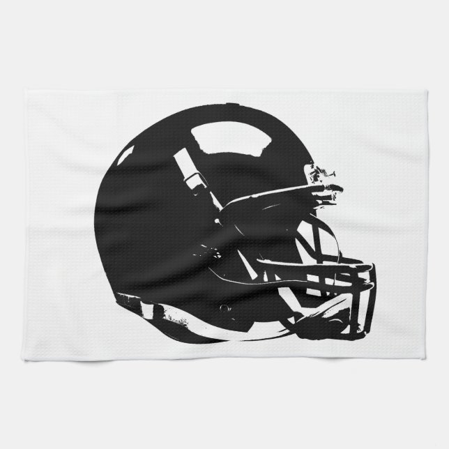 Linge De Cuisine Casque noir blanc Pop Art Football (Horizontal)