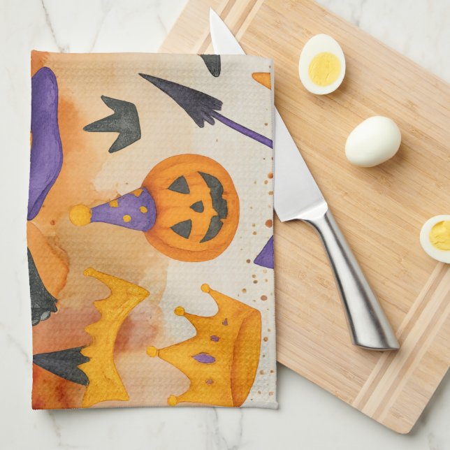 Linge De Cuisine Cat Halloween (Quart Plié)