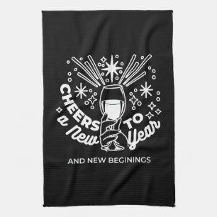 Linge De Cuisine Célébrer les nouveaux débuts Vin Verre Illustratio