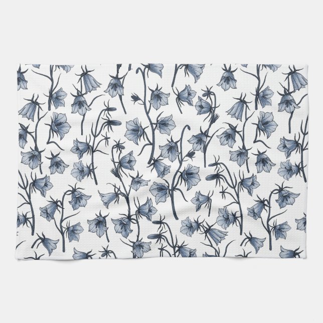 Linge De Cuisine Cellules bleues, Cloches, Bellflowers (Horizontal)