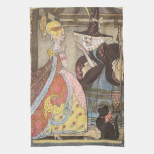 Linge De Cuisine Cendrillon et Fée Gomère, Vintage Conte de Fée