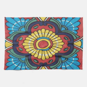 Linge De Cuisine céramique mexicaine en carreaux rouges
