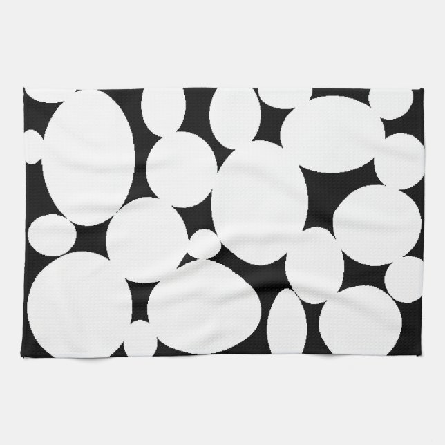 LINGE DE CUISINE CERCLES BLANCS (Horizontal)