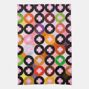 Linge De Cuisine Cercles multicolores cool et Cloches roses