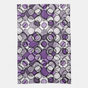 Linge De Cuisine Cercles noirs Abstraits gris violet
