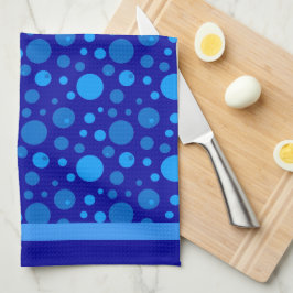 Linge De Cuisine Cercles rétro et Pois en bleu foncé