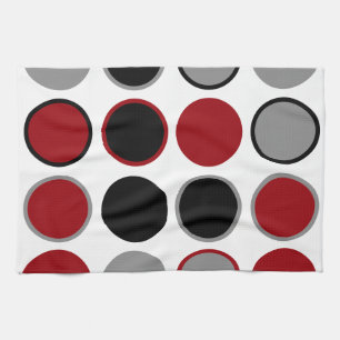 Linge De Cuisine Cercles rouge, noir et gris T