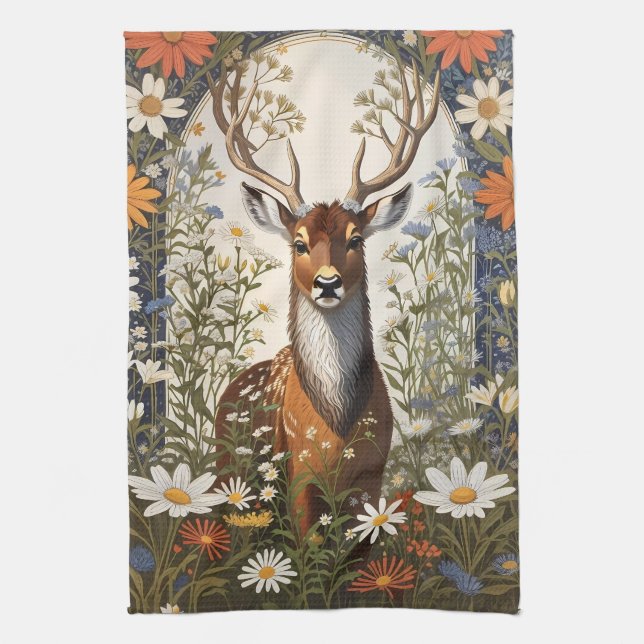 Linge De Cuisine Cerf au milieu de la marguerite (Vertical)