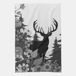 Linge De Cuisine Cerf avec grand rack hors forêt