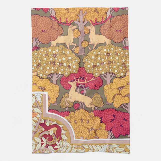 Linge De Cuisine Cerf d'automne Art nouveau dans les arbres Verneui (Vertical)