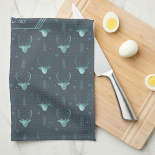 Linge De Cuisine Cerfs Antlers Flèches Motif de Noël ID Turquoise86