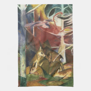 Linge De Cuisine Cerfs dans la forêt par Franz Marc, Beaux-arts vin