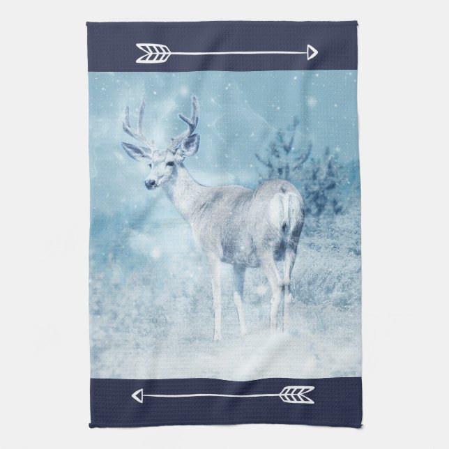 Linge De Cuisine Cerfs et pins d'hiver (Vertical)