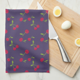 Linge De Cuisine Cerise Rétro Mignon Maison de Campagne Violet