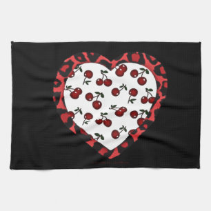 Linge De Cuisine Cerises RAB Empreinte de léopard Heart Rockabilly