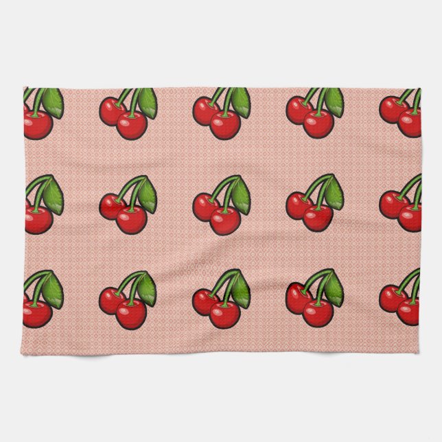 Linge De Cuisine Cerises sur Fleur (Horizontal)