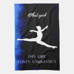 Linge De Cuisine Cette Fille Aime La Gymnastique Noir, Bleu, Blanc