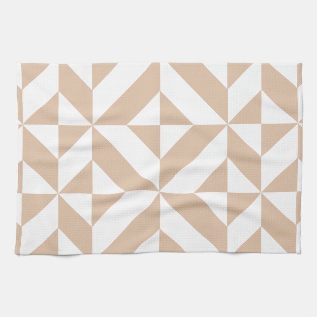 Linge De Cuisine Chaleureux Beige Géométrique Motif (Horizontal)