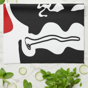 Linge De Cuisine Chambre de décalage : Noir, Blanc et Rouge Abstrai