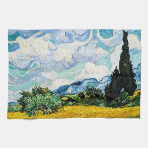 Linge De Cuisine Champ de blé Vincent Van Gogh avec Cyprès