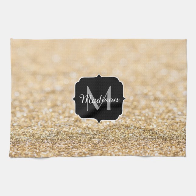 Linge De Cuisine Champagne or fausse parties scintillant scintille  (Horizontal)