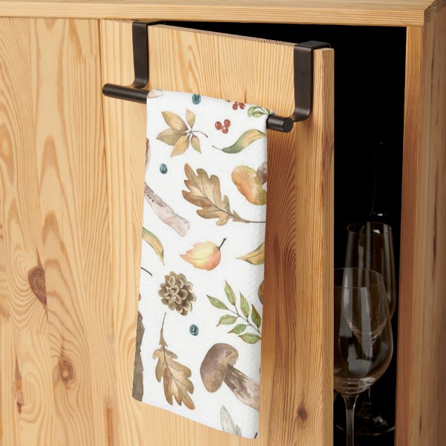 Linge De Cuisine Champignons d'automne Feuille Fir Cone Dragonfly (Forest Autumn Mushrooms Leaves Fir Cone Dragonfly Kitchen Towel)