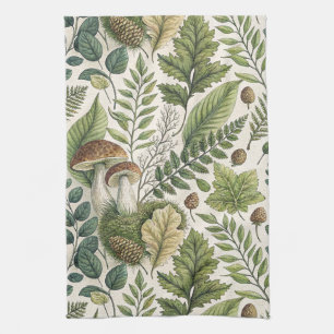 Linge De Cuisine Champignons des bois Pinecones Ferns Motif d'autom