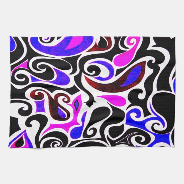 Linge De Cuisine Changer la couleur Wacky Retro Swirl (Horizontal)