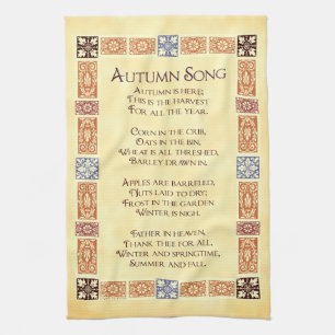 Linge De Cuisine Chanson d'automne Thanksgiving Poème avec serviett